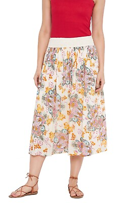 #ad Women Skirt Flared Elastic High Waist A Line Swing Printed Midi Skirts for Girls $18.99