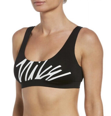#ad NWT Nike Atomic Black Logo Bikini Top Women#x27;s Swimsuit Medium $18.80