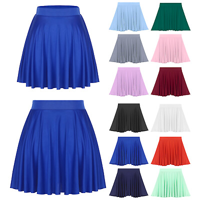 #ad Women#x27;s Plain Skirt Dance Mini Skirts Casual Flared Skirts Stretch Sportwear $9.39