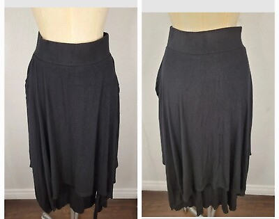 #ad Free People Beach XS Wide Leg Black Sweatpant Skort Skirt Pockets Womens RARE $24.97