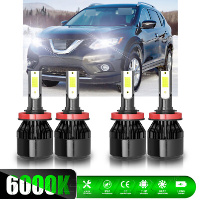 #ad 4x H11 LED Headlight High Low Beam Bulbs 6000K White For Nissan Rogue 2014 2020 $19.68