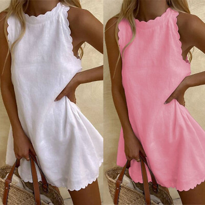 #ad Womens Sundress Holiday Dresses Sleeveless Dress Sexy Beach Casual Plus Size $16.63