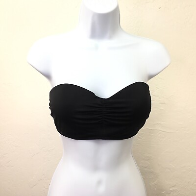 #ad Victorias Secret The Babe Bandeau Black Bikini Top 32D Underwire Pads No Straps $14.99
