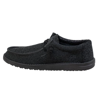 Hey Dude Men#x27;s Wally Sox Micro Total Black Men#x27;s Lace Up Loafers Men’s Shoes $41.97