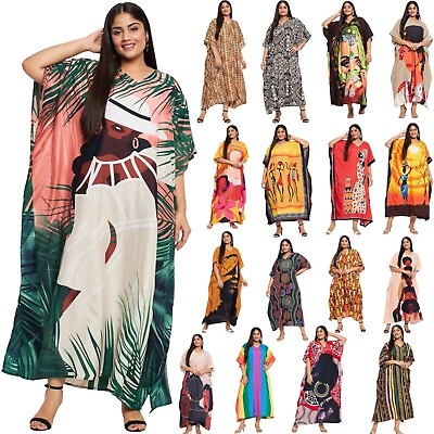 #ad Women Kaftan Plus Size Hippie Boho Dress Kimono Long Maxi Summer Beach Sundress $10.99