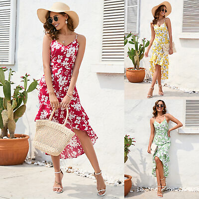 #ad Women Floral Sexy Backless Evening Party Beach Long Maxi Dresses Boho Sundress $16.14