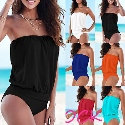 #ad #ad Women One Piece Bikini Swimsuit Strapless Bandage Beach Swimwear Bathing Set $12.02