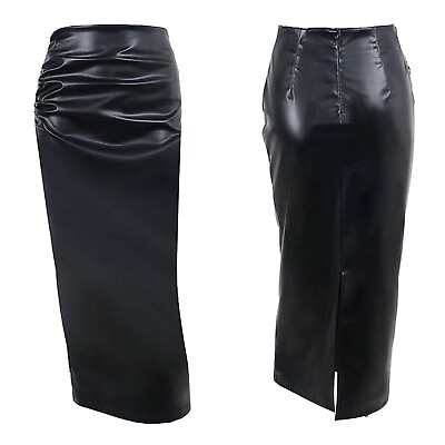 #ad #ad Womens Midi Skirts Ruched Bodycon Zipper Pencil Skirt Fashion Streetwear Soft $21.61
