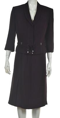 Alberto Makali Womens Suit Size 6 Purple A Line Skirt Knee Length 3 4 Sleeve $49.99