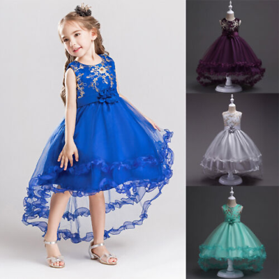 #ad Girls Birthday Party Dress Sleeveless Sequined Floral Lace Wedding Dress $20.46