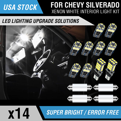 14PCS LED Interior License Light Package Kit White For Chevy Silverado 1999 2006 $16.59