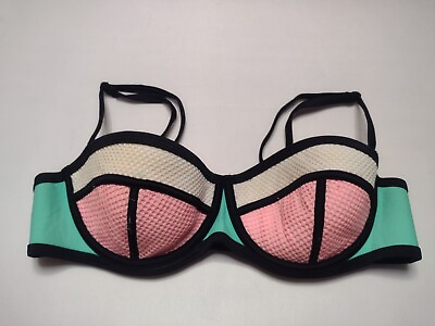 Triangl Womens Bikini Top Colorblock Mesh Underwire Neon Swimsuit Swim B6 $9.97