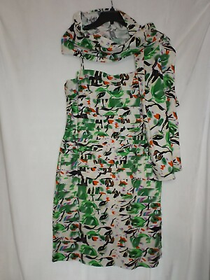 Cathaya Cocktail Midi Dress with Scarf Misses Size 12 Runs Small New w Tags $12.96