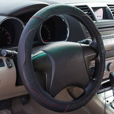 BlackRed PU Leather Warming Car Steering Wheel DIY Cover 14.5quot; 15quot; 37 38cm US $7.27