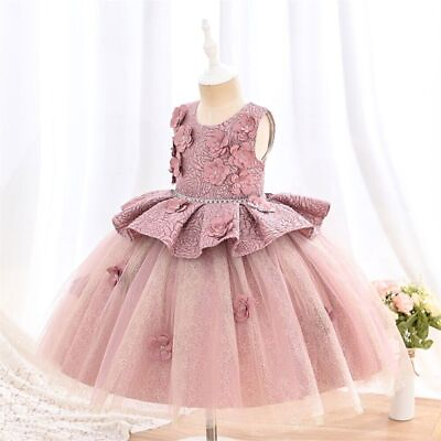 #ad #ad Shiny Party Princess Dress Retro Formal Christmas Flower Elegant Kids Dresses $60.60