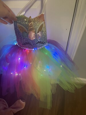 Girl Unicorn Costume Unicorn Tutu Dress Up Birthday Gifts LED Light Dress Party $30.00