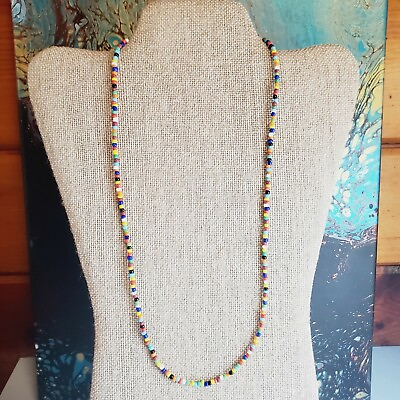 MultiColor Surfer Boho Choker Beaded Necklace Hippie Glass Bead Handmade 20 INCH $13.99