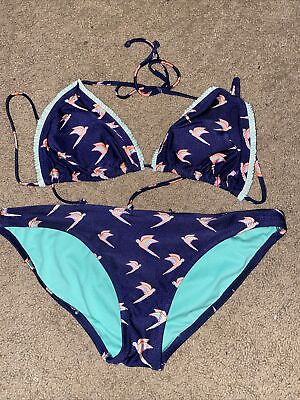 #ad Juniors Bikini 2 piece Bathing Suit Bikini Blue Sz Large EUC swim sut blue $19.95