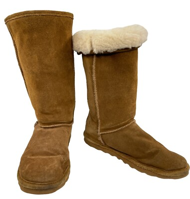 #ad Bearpaw Elle Brown Sheepskin Leather Shearling Wool Insulated Boots Women#x27;s 10 $24.99