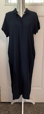 #ad Chicos 0 USSz4 Blue Collared Maxi Dress Short Sleeve Lightweight Casual $22.95