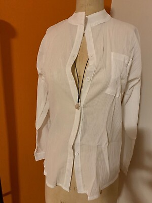 #ad NWT white tunic fitted sz M medium sheer great cover ups spa beach $20.00