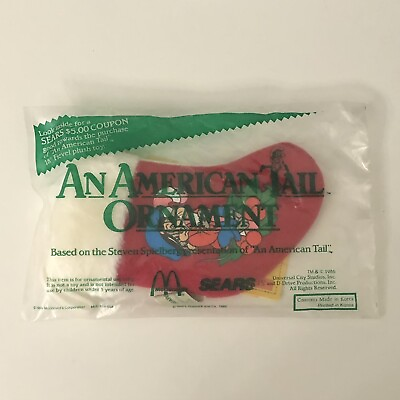 #ad McDonalds Sears VTG NEW An American Tail Christmas 7quot; Stocking Ornament 1986 NOS $8.95