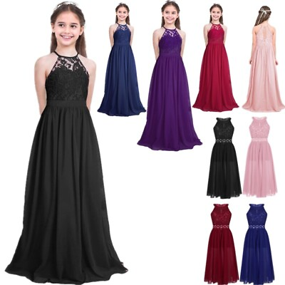 #ad Flower Girls Princess Dress Lace Romper Maxi Skirt Wedding Pageant Party Dresses $27.36