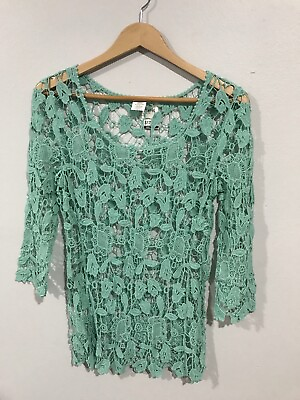 #ad Ruby Beach Cover Up Tunic Swimming wear Sumer Turquoise Lace Women Size M $14.00