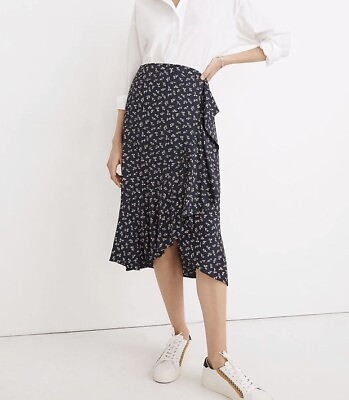 #ad Madewell Size 6 Faux Wrap Floral Midi Skirt In Spring Fling NWT $32.00