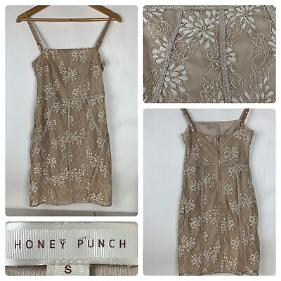Honey Punch Womens Lace Dress Floral Embroidered Color Nude Size S $22.00