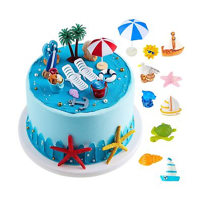 24 Pieces Hawaiian Beach Cake Decoration Green Palm Tree Cake Toppers Summer ... $18.99