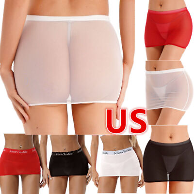 #ad US Women See Through Sheer Mesh Mini Skirt Nightclub Sexy Tight Stretchy Skirts $6.89