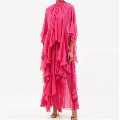 #ad Women#x27;s Fashion Mock Neck Chiffon Layered Irregular A Line Long Beach Dress SUNS $67.15