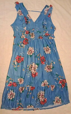 #ad Women Petite Maxi Dress Light Size PXL Light Blue Floral Sleeveless New W Tag $29.99