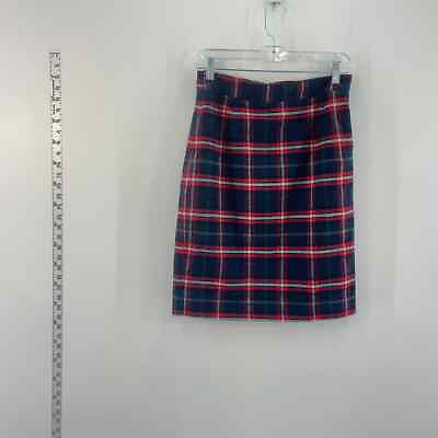 #ad Addie Red Green Plaid Women#x27;s L Straight amp; Pencil Skirt Short Cotton $19.00