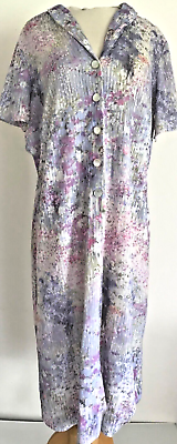#ad Vintage Long Dress XL Button Down Watercolor Floral Print Triple R Cottage $36.00