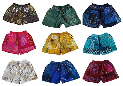 #ad 10 PC Rayon Patchwork Boho Short Pockets Bohemian Gypsy Assorted Patches Shorts $121.49