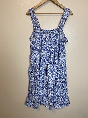 #ad Old Navy XL Shift Tiered Boho Dress Floral Blue Tank Prairie Cottagecore Tank $22.99