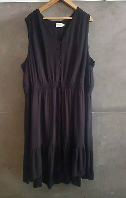 #ad Terra amp; Sky Maxi Dress Women 3X Black Sleeveless Waist Draw String Pockets Lined $18.99