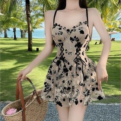#ad Swimsuit Women One piece Skirt Retro Cover Belly Slim Sexy Backless Swimsuit AU $71.03