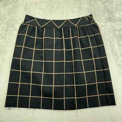 #ad Madewell Short Skirt Womens Sz 0 Windowpane Black amp; Ivory Pockets Zip Wasit 26quot; $12.00
