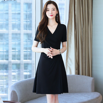 #ad Women Business A line Ruched Pockets Party COcktail Formal Workwear Dress Skirt $29.54