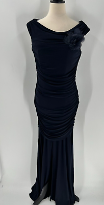 #ad Women#x27;s Cachet Blue Ruched Off The Shoulder Formal Evening Dress Size 8 $62.99