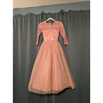 #ad Girls pink lace and tulle formal dress size 160 11y 12y $30.00