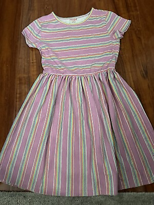 #ad Cat and Jack Girls Boho Striped Pink Dress size XL 14 16 Short Sleeves $9.99
