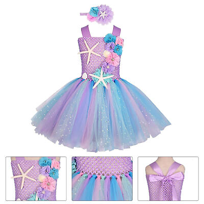 #ad Princess Kids Girl Dress Fancy Outfit Rainbow Mermaid Tulle Skirt Party Birthday $30.14