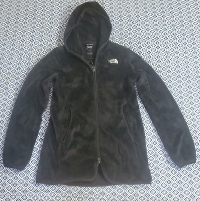 #ad The North Face Jacket Black Full Zip Hooded Fleece Logo Pockets Women#x27;s S $19.50