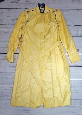 #ad Vintage #x27;80s Sears Women#x27;s Nylon Yellow Trench Coat Rain Coat Belted Sz 12 NWT $47.99
