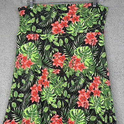 #ad Lularoe Womens Skirt Black Green Pink Maxi Tropical Floral Hawaiian Size 2XL $14.95