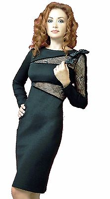 #ad DRESS COCKTAIL PARTY EVENING SEXY LONG SLEEVE BLACK STRETCH MADE IN EIROPE S M L $89.00